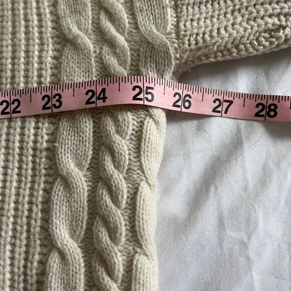 Sandro Pointelle Cardigan Oversized Ivory Navy Blue Gold Closure XL (4) - Picture 4 of 6